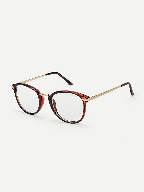 Metal Detail Tortoiseshell Frame Glasses