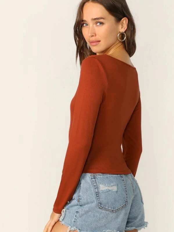 V-cut Neck Form Fitted Tee Top
