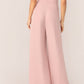 Pink Lace-up Waist Pleated Wide Leg Pants