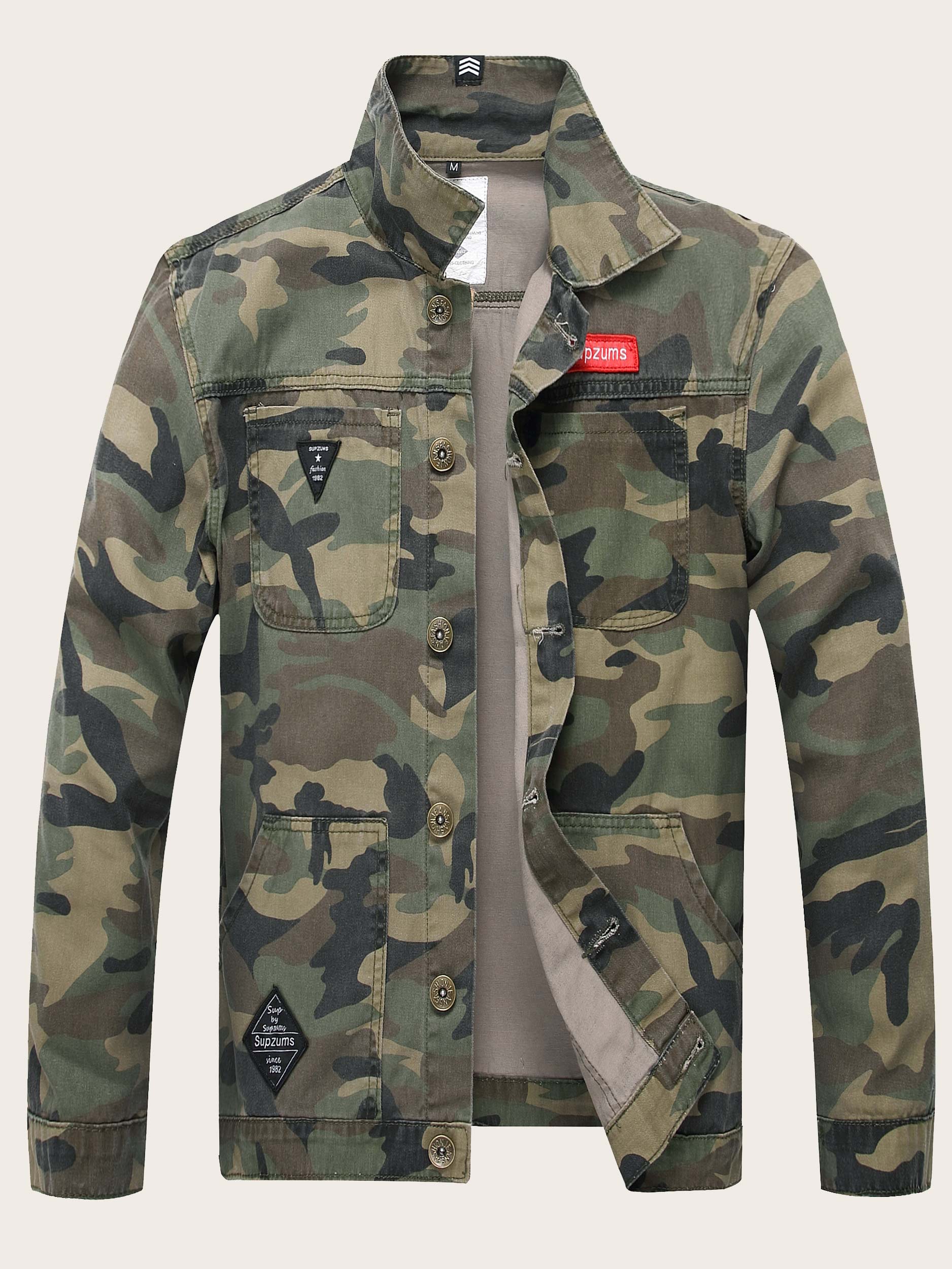 Buy BaronHong Men's Slim Fit Military US Army Camouflage Denim  Jacket(armygreen,4XL) at Amazon.in