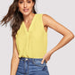 Sleeveless Regular Fit V-cut Neck Solid Top