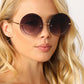 Large Circle Gradient Lens Metal Rim Sunglasses