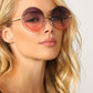 Large Circle Gradient Lens Metal Rim Sunglasses