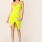 Sleeveless Spaghetti Strap Deep V Neck Surplice Wrap Asymmetrical Cami Dress