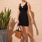 Black Sleeveless Scoop Neck Open Back Knot Detail Tank Dress