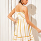 Spaghetti Strap Sleeveless Ruffle Hem Striped Cami Dress
