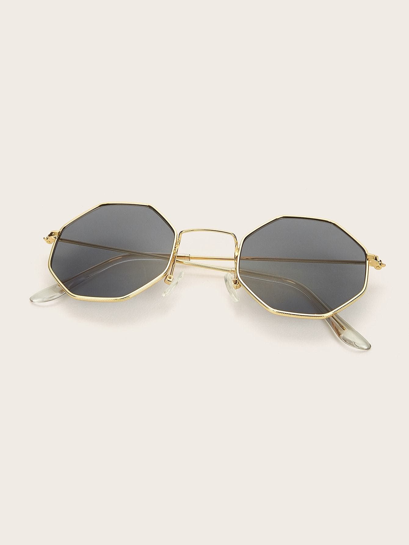 Grey Hobo Octagon Frame Tinted Lens Sunglasses