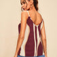 Regular Fit V-Neck Spaghetti Strap Color-block Cami Top