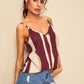 Regular Fit V-Neck Spaghetti Strap Color-block Cami Top