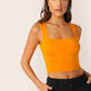 Slim Fit Square Neck Solid Tank Top