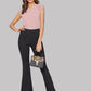 Notched Cap Sleeve V-Cut Guipure Lace Shoulder Top