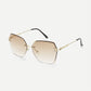 Brown Metal Detail Rimless Sunglasses