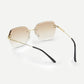 Brown Metal Detail Rimless Sunglasses