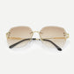 Brown Metal Detail Rimless Sunglasses