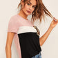 Round Neck Cut and Sew Sequin Pocket Tee Top