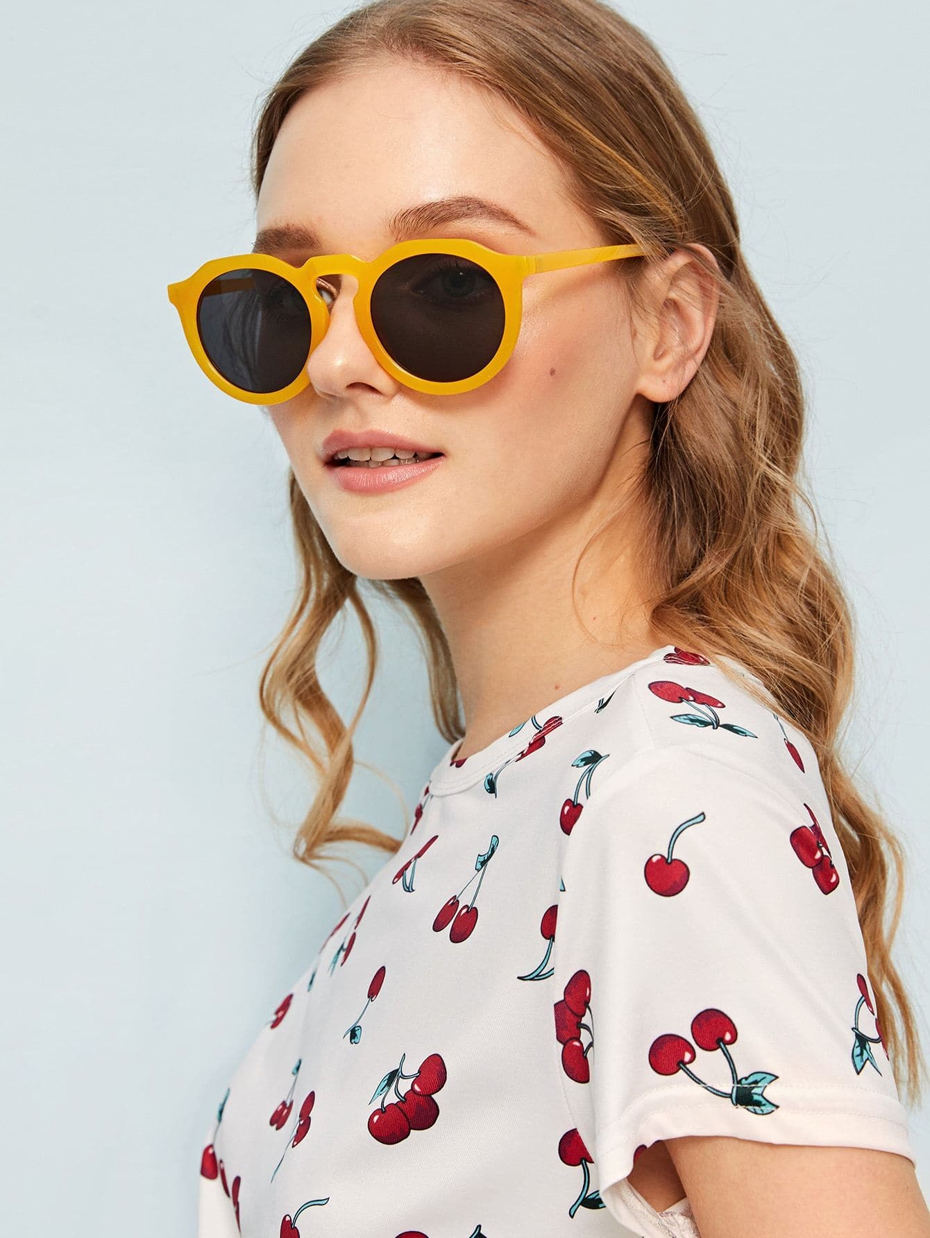 Yellow Two Tone Round Lens Sunglasses