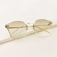 Beige Semi Rimless Frame Sunglasses
