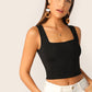 Slim Fit Square Neck Solid Tank Top