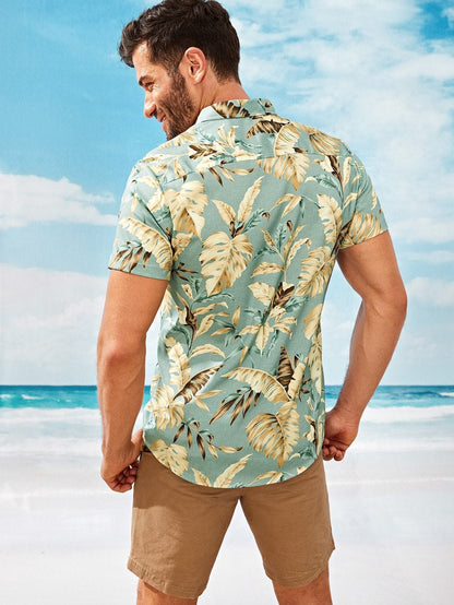 Short Sleeve Tropical Print Shirt