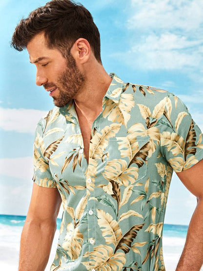 Short Sleeve Tropical Print Shirt