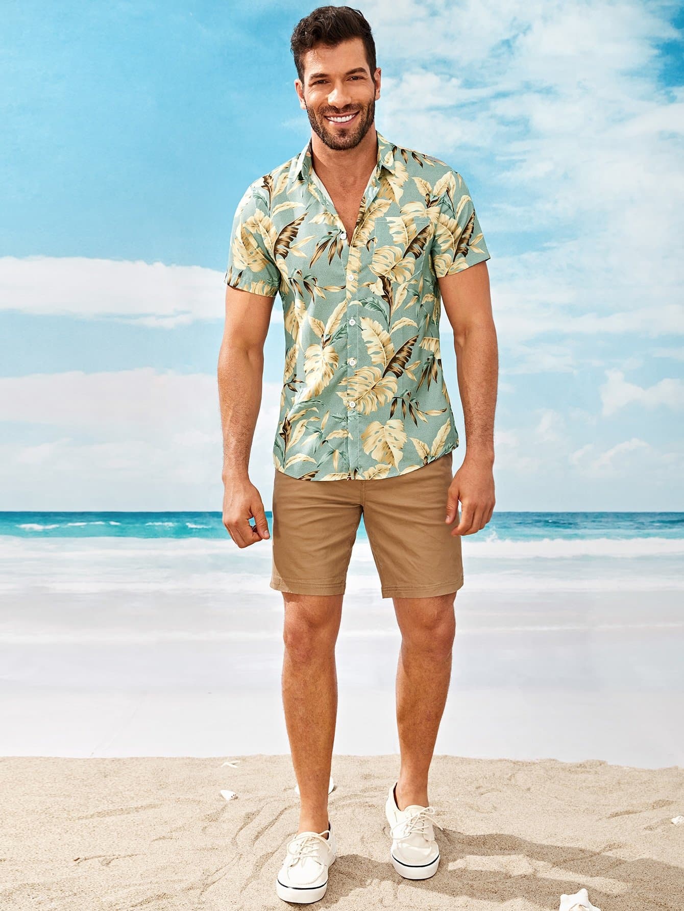 Short Sleeve Tropical Print Shirt