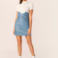 Notch High Waist Leather Look Buckle Belted Skirt