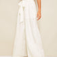 White Wide Leg Paperbag Waist Belted Palazzo Pants