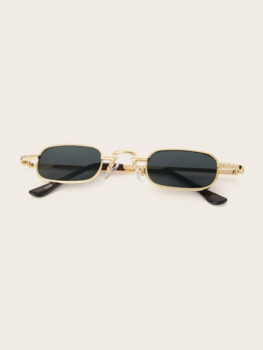 Black Rectangle Frame Tinted Lens Sunglasses