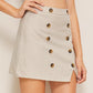 Apricot Double Breasted Front Split Mini Skirt