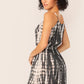 Boho Elastic Waist Sleeveless Tie Dye Mini Dress