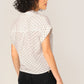 Black and White Button Front Tie Hem Cuff Sleeve Polka Dot Shirt