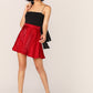 Short Wide Waistband Satin Skater Skirt