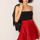 Short Wide Waistband Satin Skater Skirt