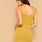 Square Neck Sleeveless Solid Rib-knit Tank Bodycon Dress