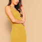 Square Neck Sleeveless Solid Rib-knit Tank Bodycon Dress