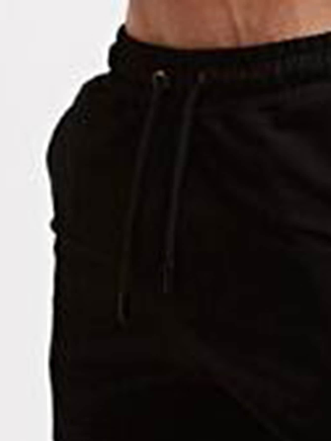 Black Cotton Drawstring Waist Shorts