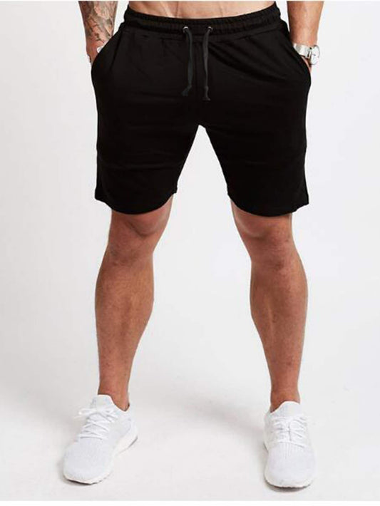 Black Cotton Drawstring Waist Shorts