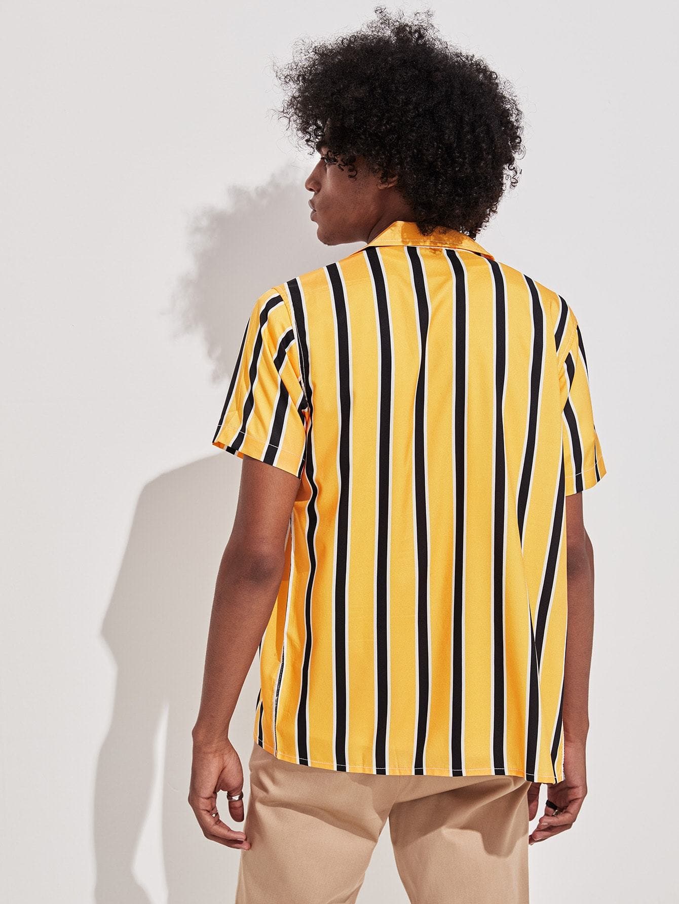 Yellow Short Sleeve Stripe Shirt