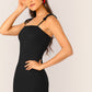 Black Spaghetti Strap Sleeveless Solid Knot Strap Fitted Dress