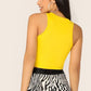 Scoop Neck Solid Fitted Tank Top - Yellow