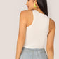 Scoop Neck Solid Fitted Tank Top - White