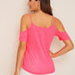 Spaghetti Strap Solid Cold Shoulder Top