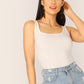 Slim Fit Scoop Neck Solid Skinny Tank Top