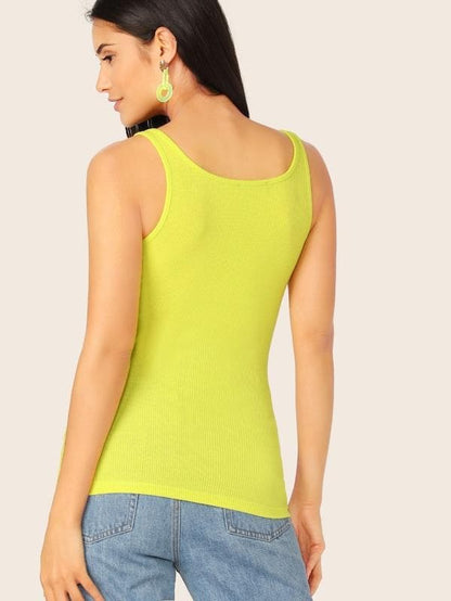 Slim Fit Scoop Neck Solid Skinny Tank Top