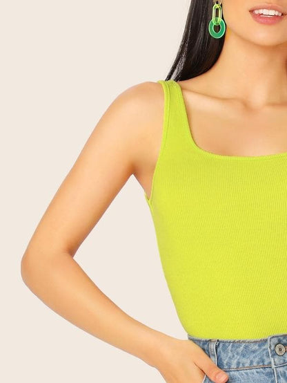 Slim Fit Scoop Neck Solid Skinny Tank Top