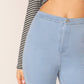 Blue Light Wash Ripped Skinny Crop Jeans