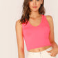 Scoop Neck Solid Fitted Tank Top - Pink