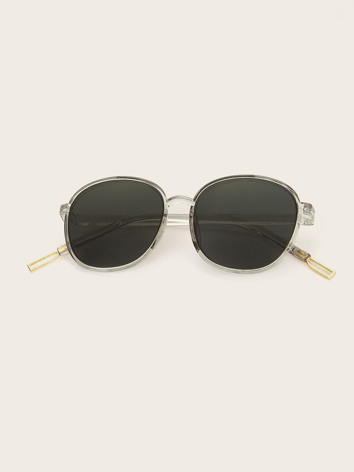 Grey Transparent Frame Flat Lens Sunglasses