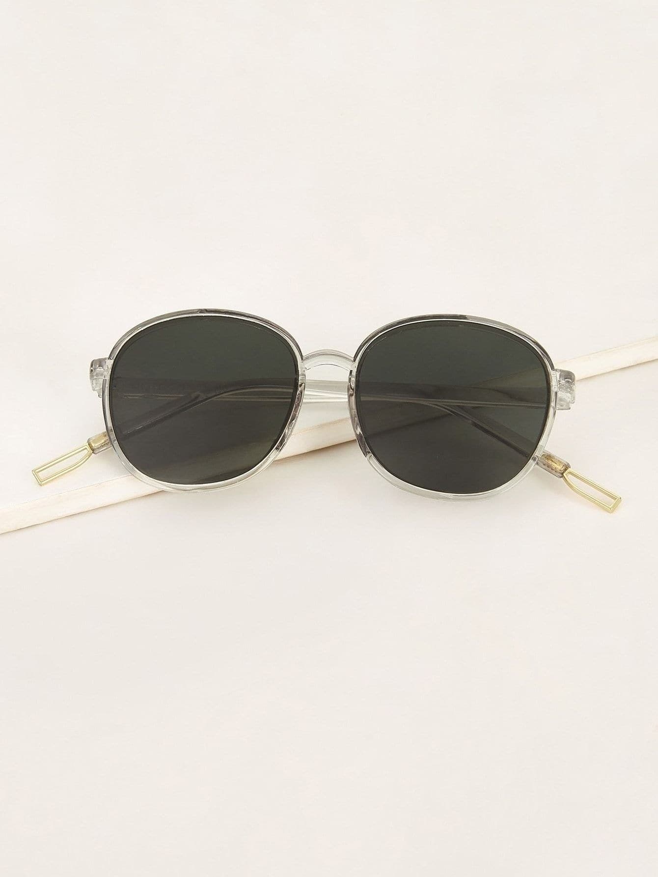 Grey Transparent Frame Flat Lens Sunglasses
