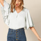 V-Neck Half Sleeve V-neck Flutter Sleeve Solid Top
